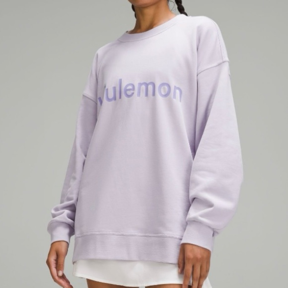 Lululemon Perfectly Oversized Crew Graphic Sweatshirt Lilac Ether Sz 8